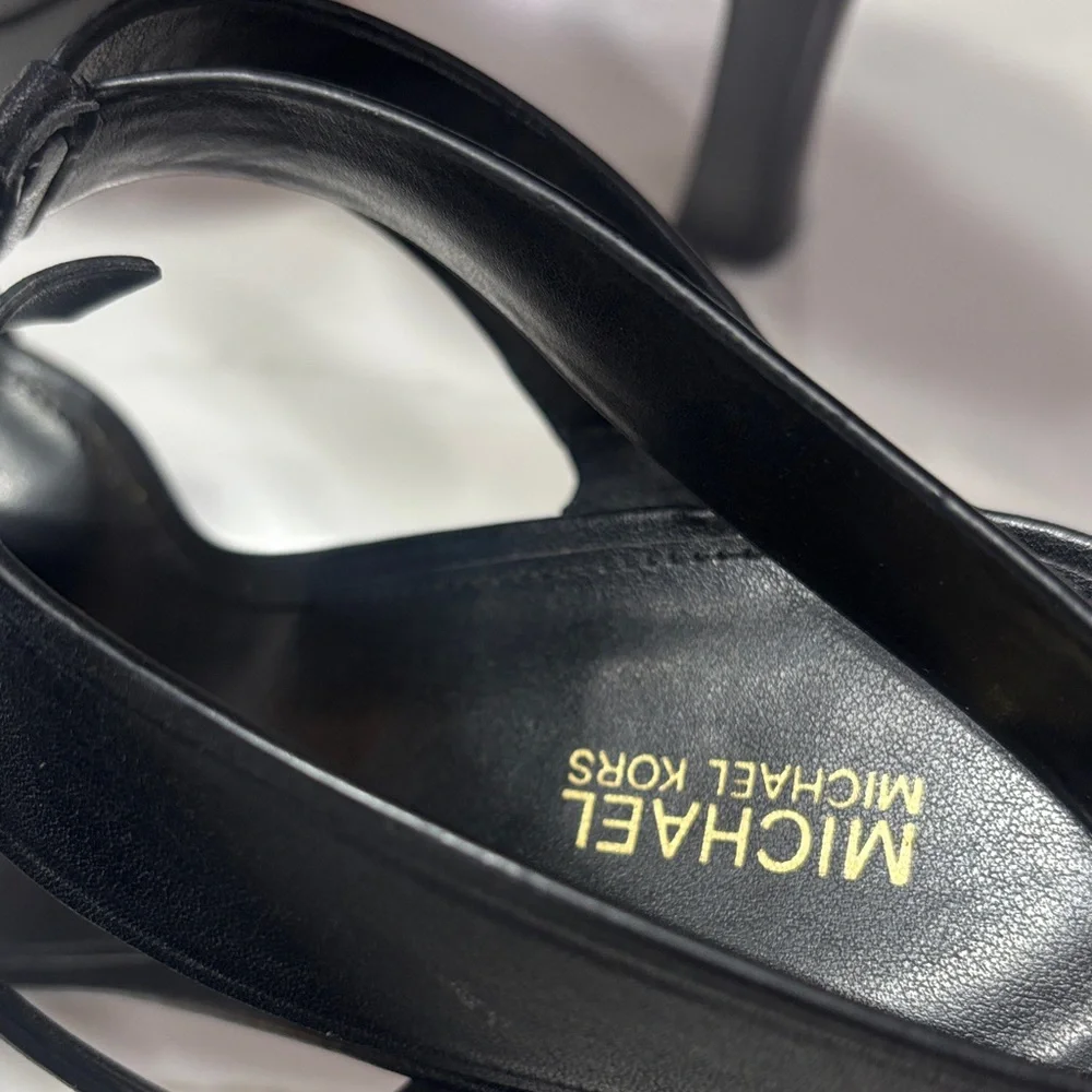 MICHAEL Michael Kors Black Platform Sandal with Gold Zip